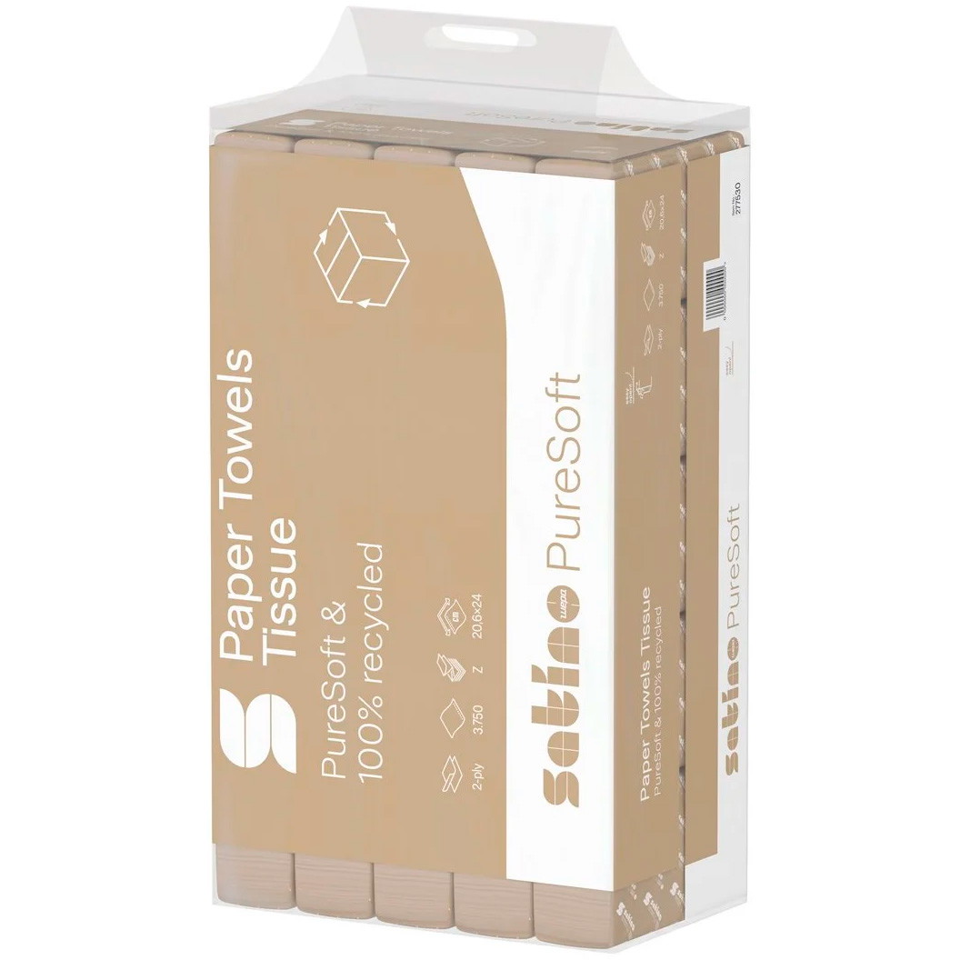 Satino PureSoft håndklædeark PT2 2-lags 20,6x24cm 3750ark