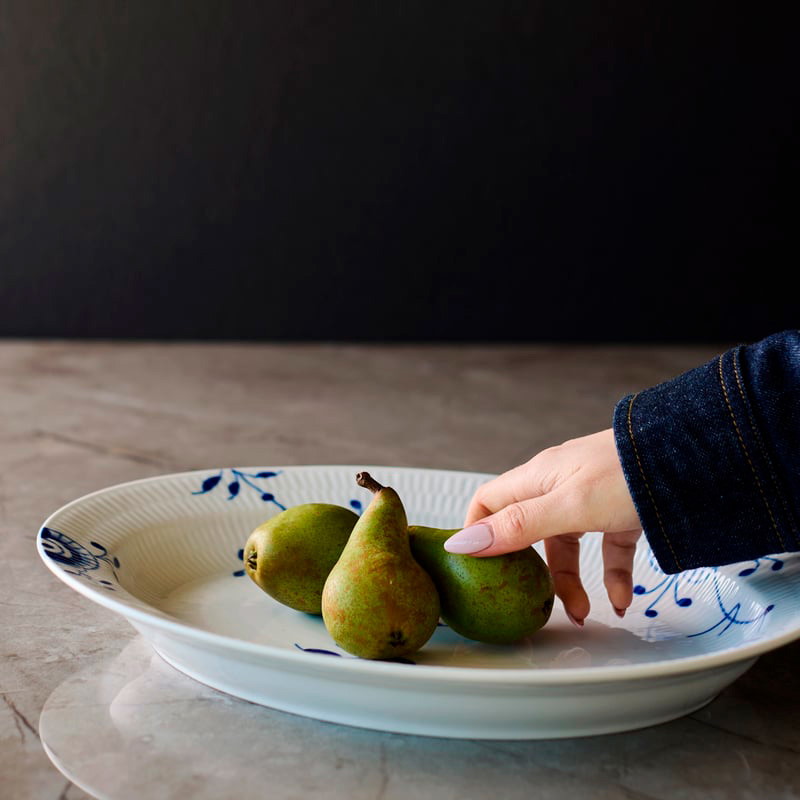 Royal Copenhagen Blå Mega Riflet fad 36,5cm