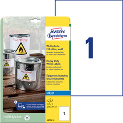 Avery J4775-10 etiketter polyester A4 hvid 10stk