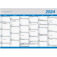 Mayland 2024 24059000 klassisk vægkalender A4 lyseblå