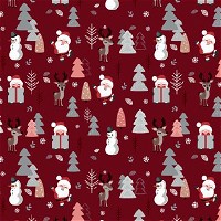 Julegavepapir julemand & juletræer 57cmx150m rød