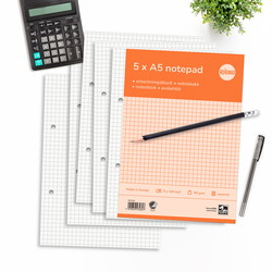 Rhino standardblok 60g A5 kvadreret toplimet