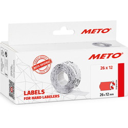 Meto permanente prisetiketter 26x12mm neonrød 6rl