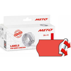 Meto permanente prisetiketter 26x12mm neonrød 6rl