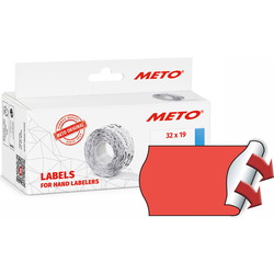 Meto permanente prisetiketter 19x32mm neonrød 5rl