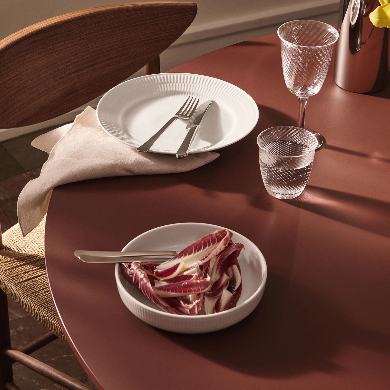 Royal Copenhagen Hvid Riflet ovnfast fad 18,5cm