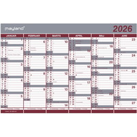 Mayland 2026 26063000 dobbelt halvårskalender 29x44cm rød