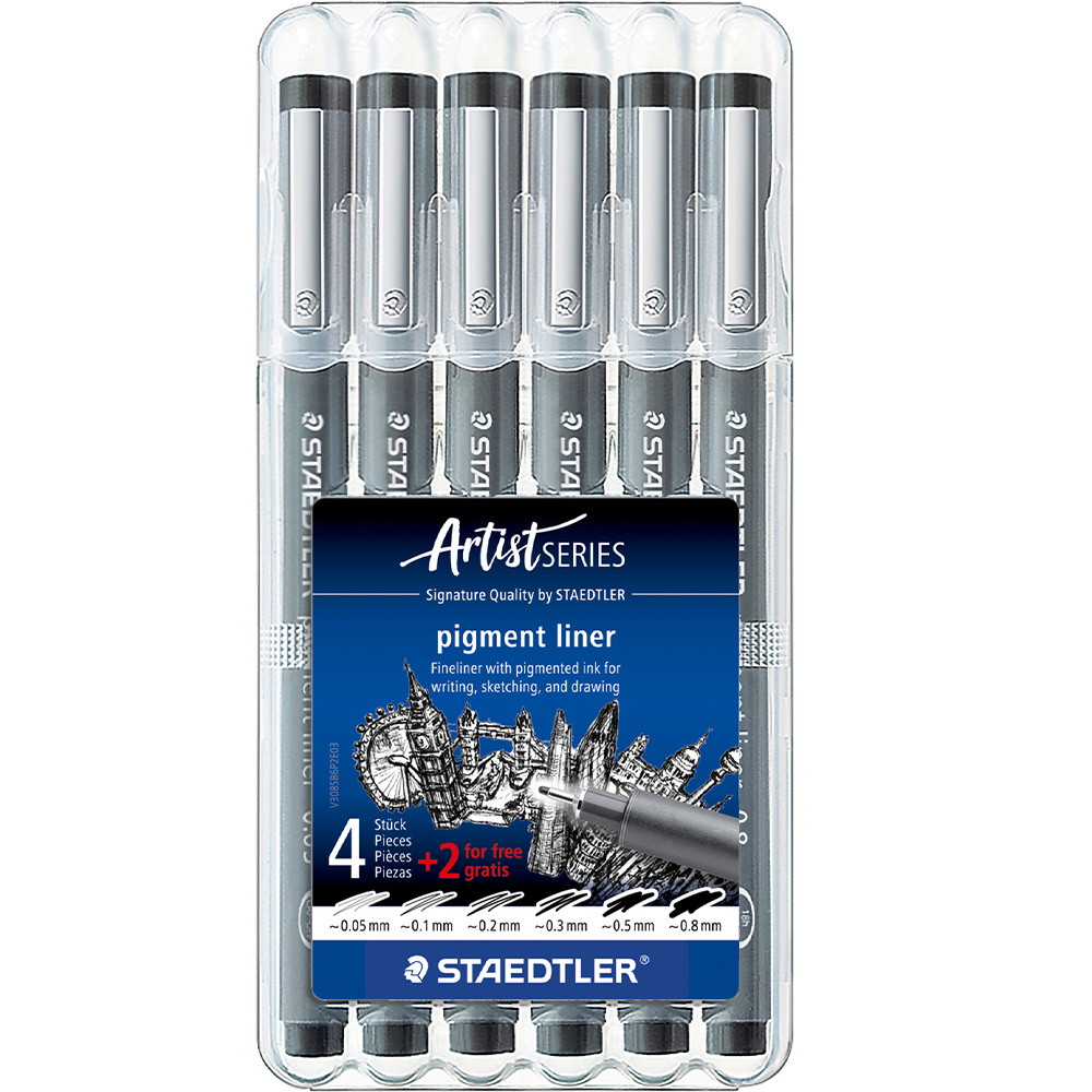 Staedtler Pigment Liner 308 finelinere 4+2 stk