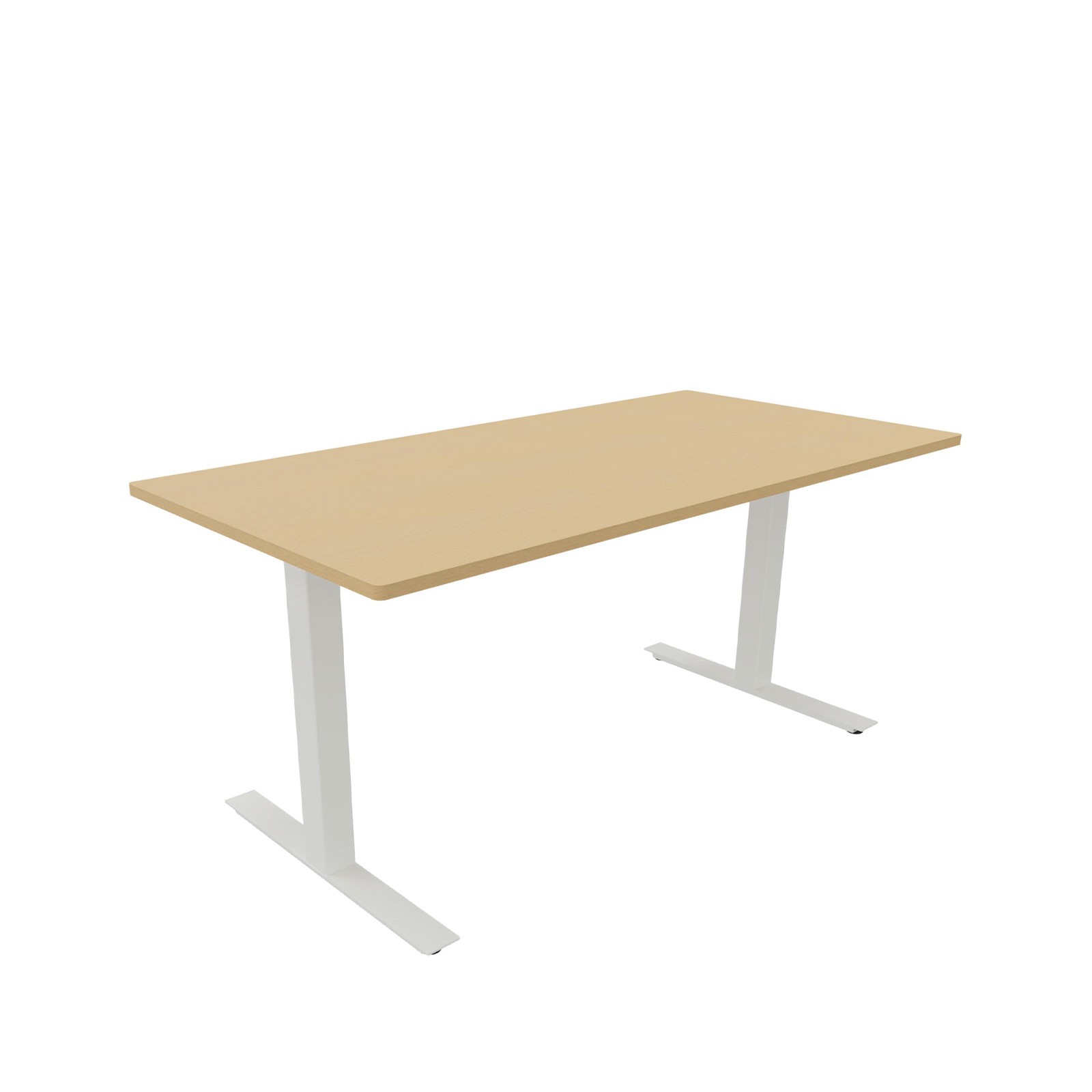 Hæve-sænkebord 80 x 160 cm med hvidt stel og bøgefiner bordplade