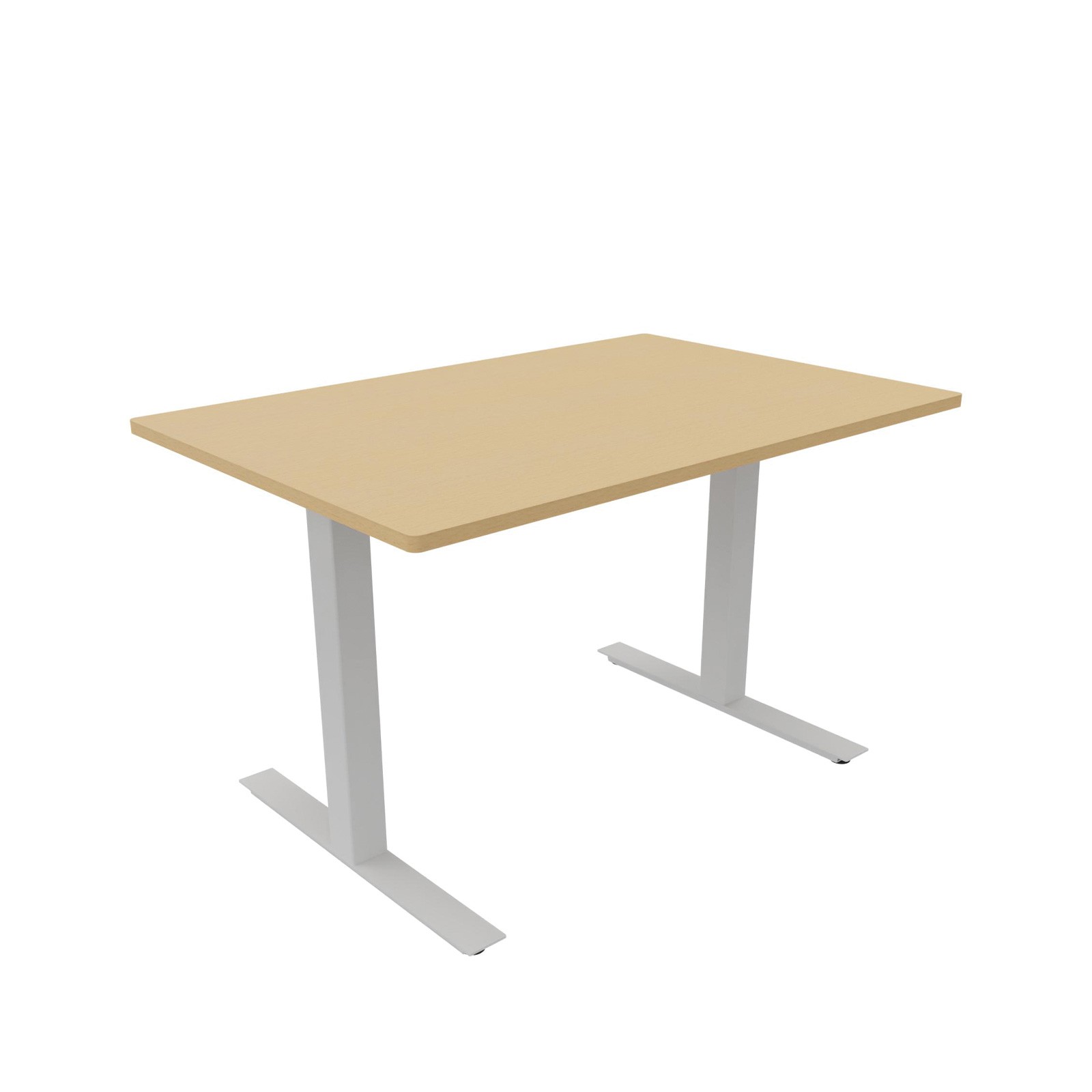 Hæve-sænkebord 80 x 120 cm med alu stel og bøg bordplade