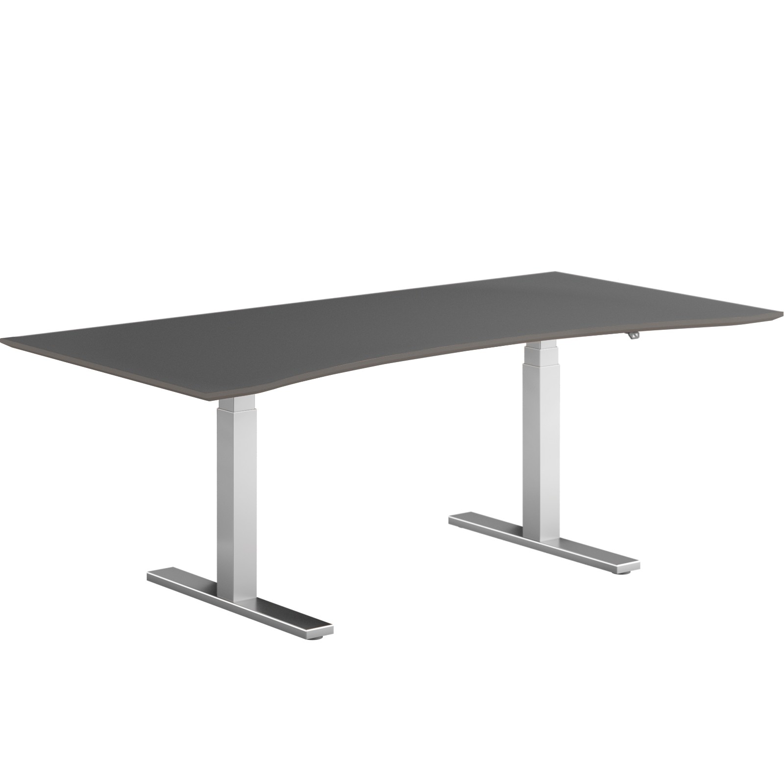 Daarbak Pro hævesænkebord med bue 90x180cm alu sort linoleum