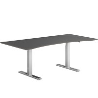 Pro hævesænkebord med bue 90x180cm alu sort linoleum