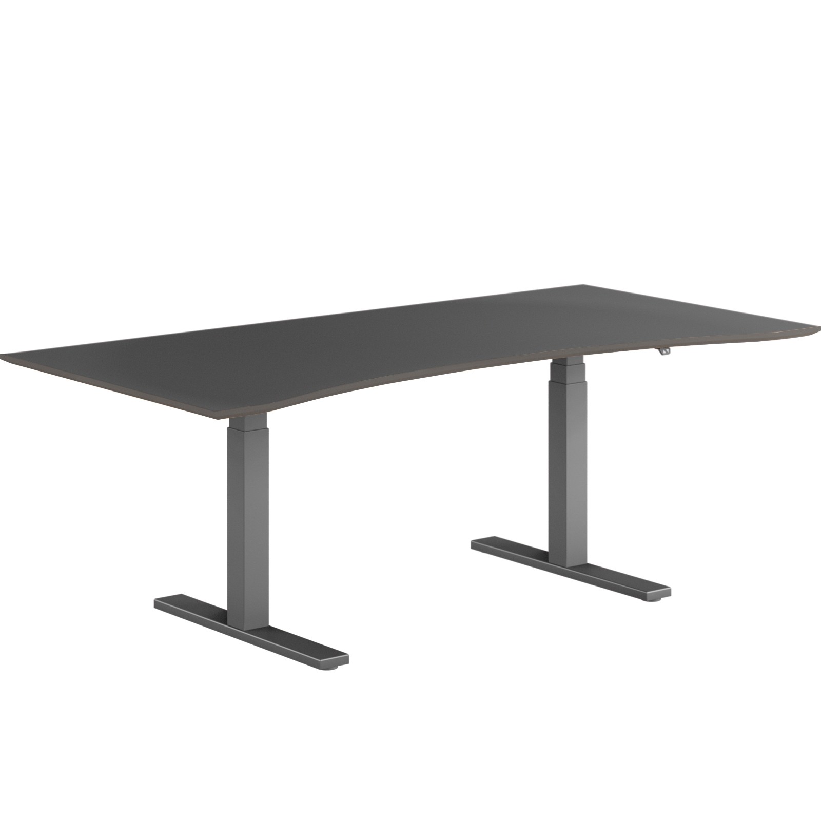 Daarbak Pro hævesænkebord med bue 90x180cm sortgrå sort linoleum