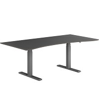 Pro hævesænkebord med bue 90x180cm sortgrå sort linoleum