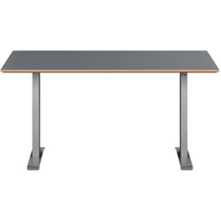 Hævesænkebord alu stel 140x80cm antracit laminat m. faset kant
