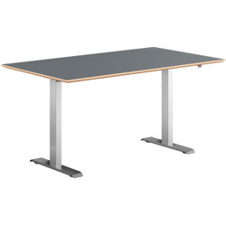 Hævesænkebord alu stel 140x80cm antracit laminat m. faset kant