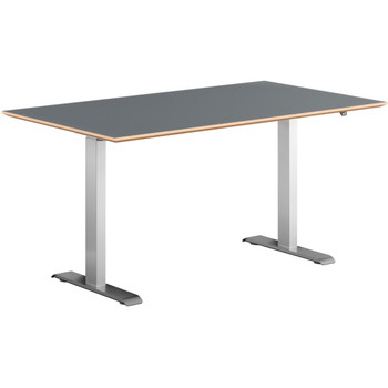 Hævesænkebord alu stel 140x80cm antracit laminat m. faset kant