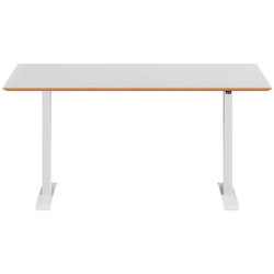 Hævesænkebord Hvid stel 140x80cm hvid laminat m. faset kant