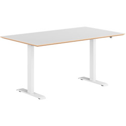 Hævesænkebord Hvid stel 140x80cm hvid laminat m. faset kant