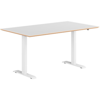 Hævesænkebord Hvid stel 140x80cm hvid laminat m. faset kant