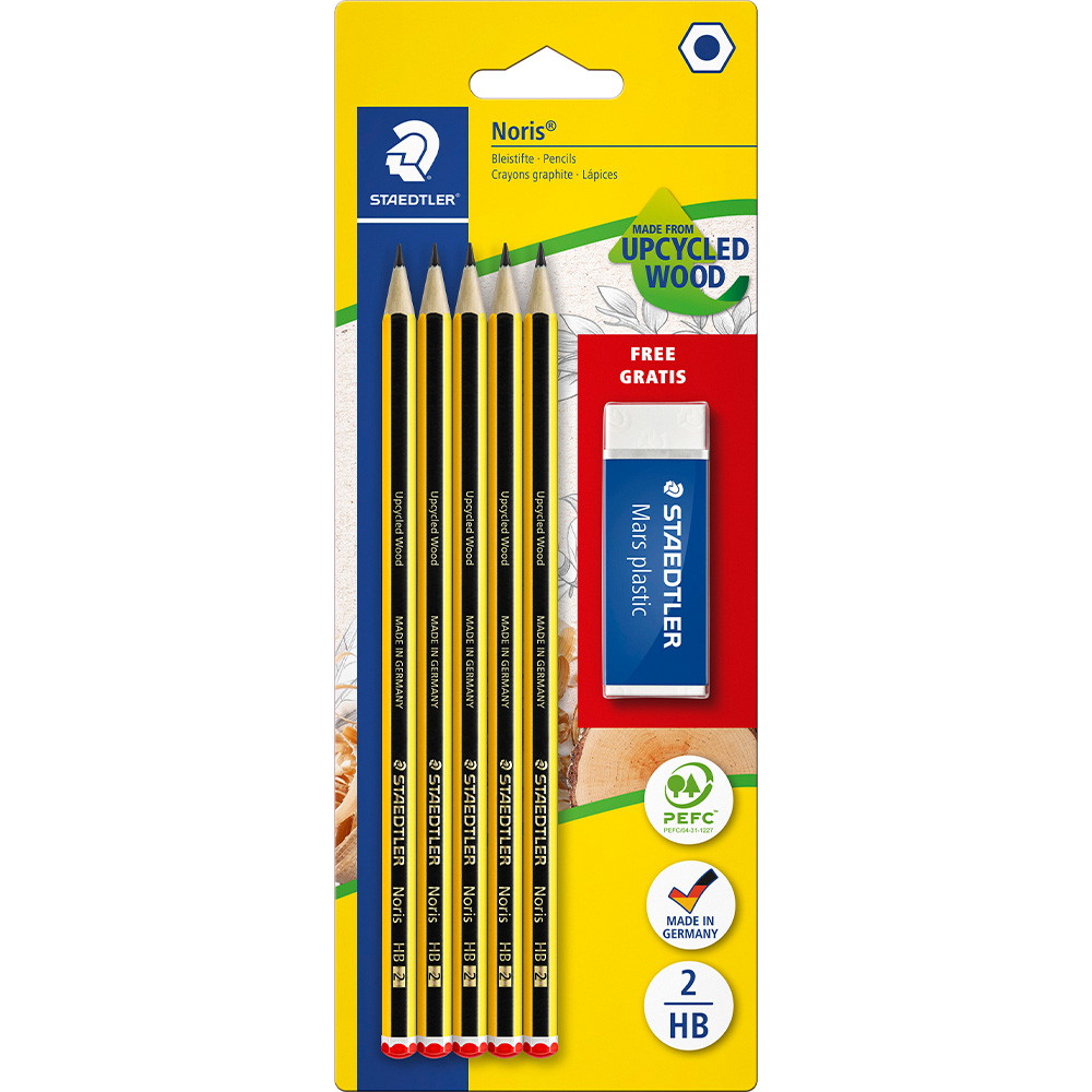 Staedtler Noris 120 HB grafitblyanter + viskelæder