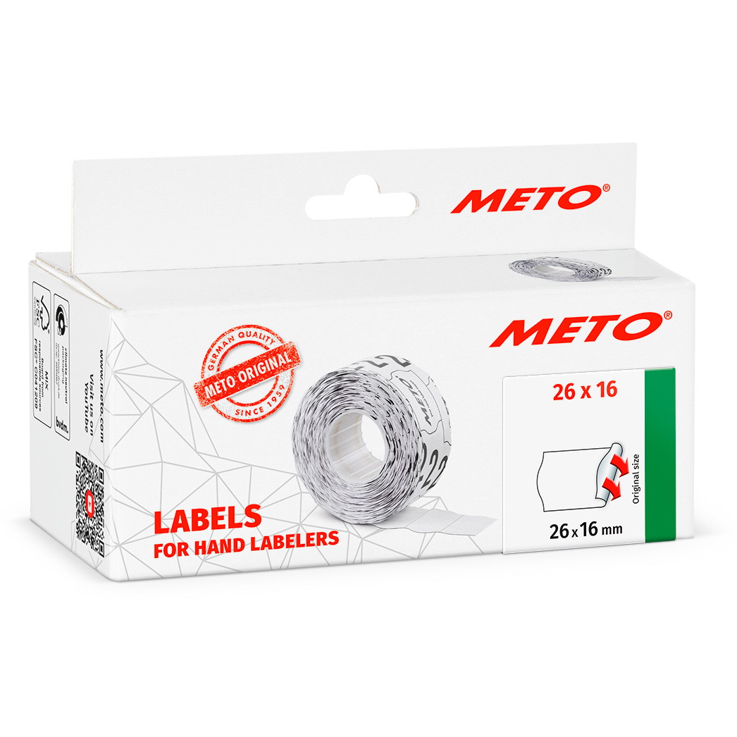 Meto permanente prisetiketter 26x16mm hvid 6rl
