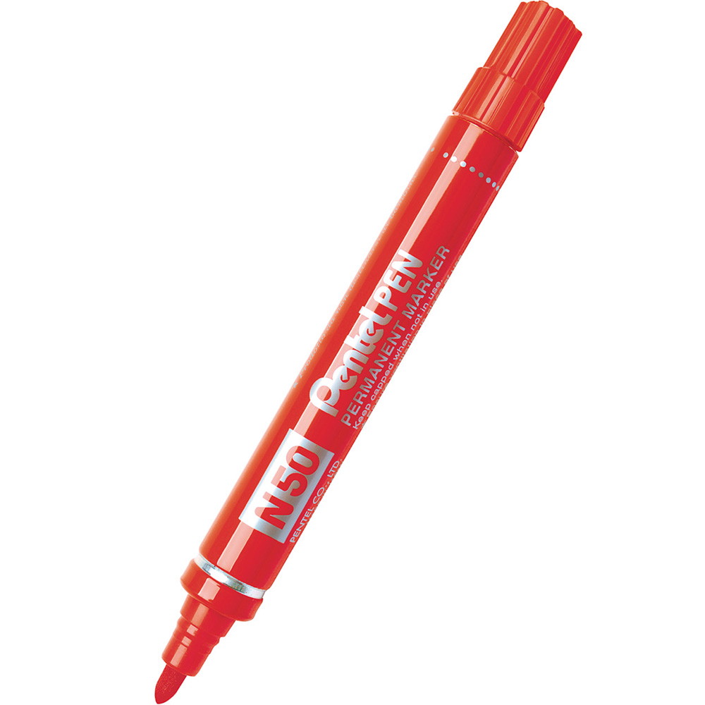 12 x Pentel N50 permanent marker 2mm rød