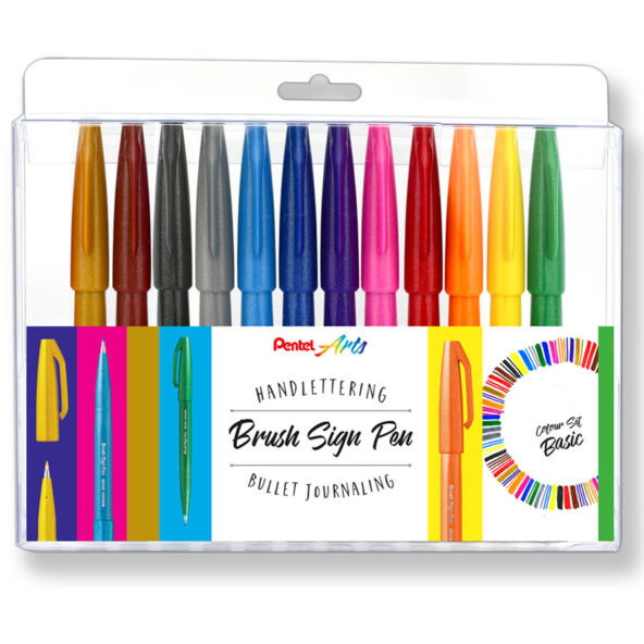 Pentel Brush Sign Pen SES15C fiberpen 24stk