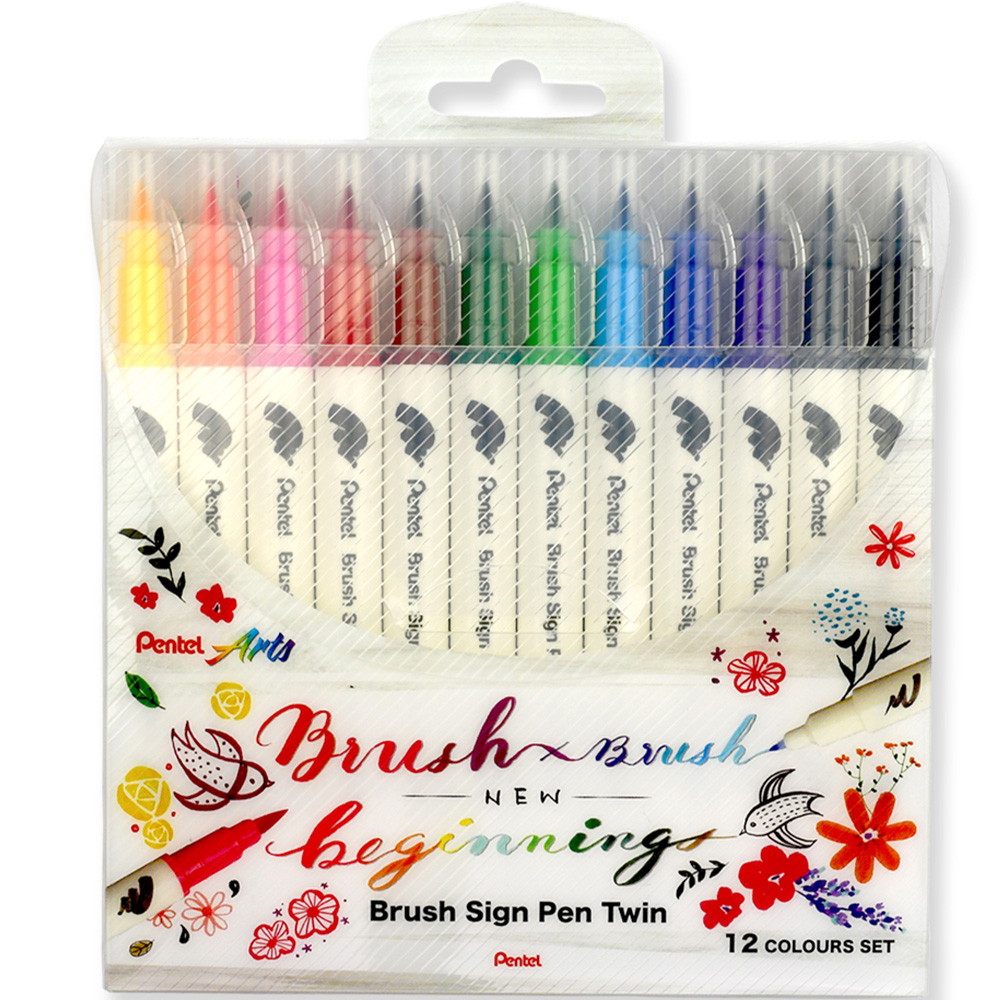 Pentel Brush Sign Pen Twin SESW30 12stk