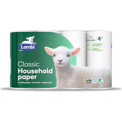 Lambi Classic køkkenrulle 2-lags 12,33m hvid
