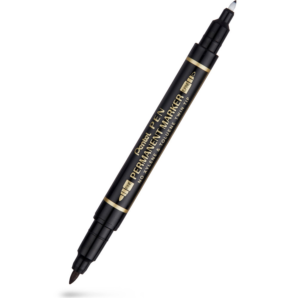 12 x Pentel Twin Permanent Marker N75W 0,3/1,2mm sort