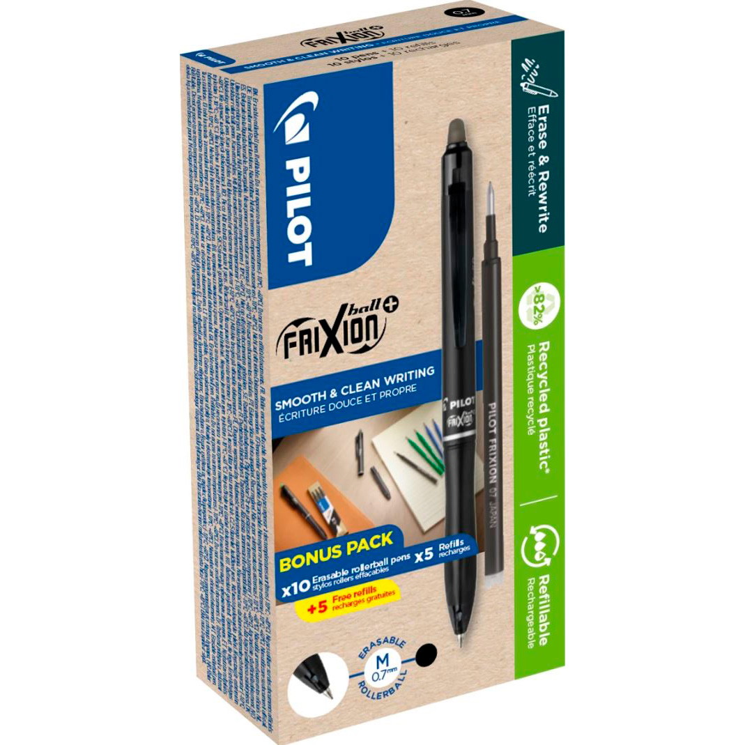 Pilot FriXion Ball+ pakke 0,7mm sort