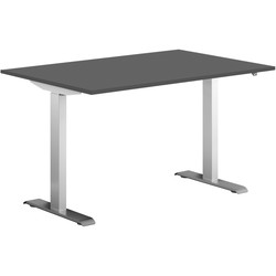 Hævesænkebord 120x80cm alu sort linoleum