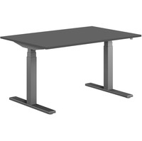 Pro Hævesænkebord sortgrå stel 120x80cm sort linoleum m. lige kant