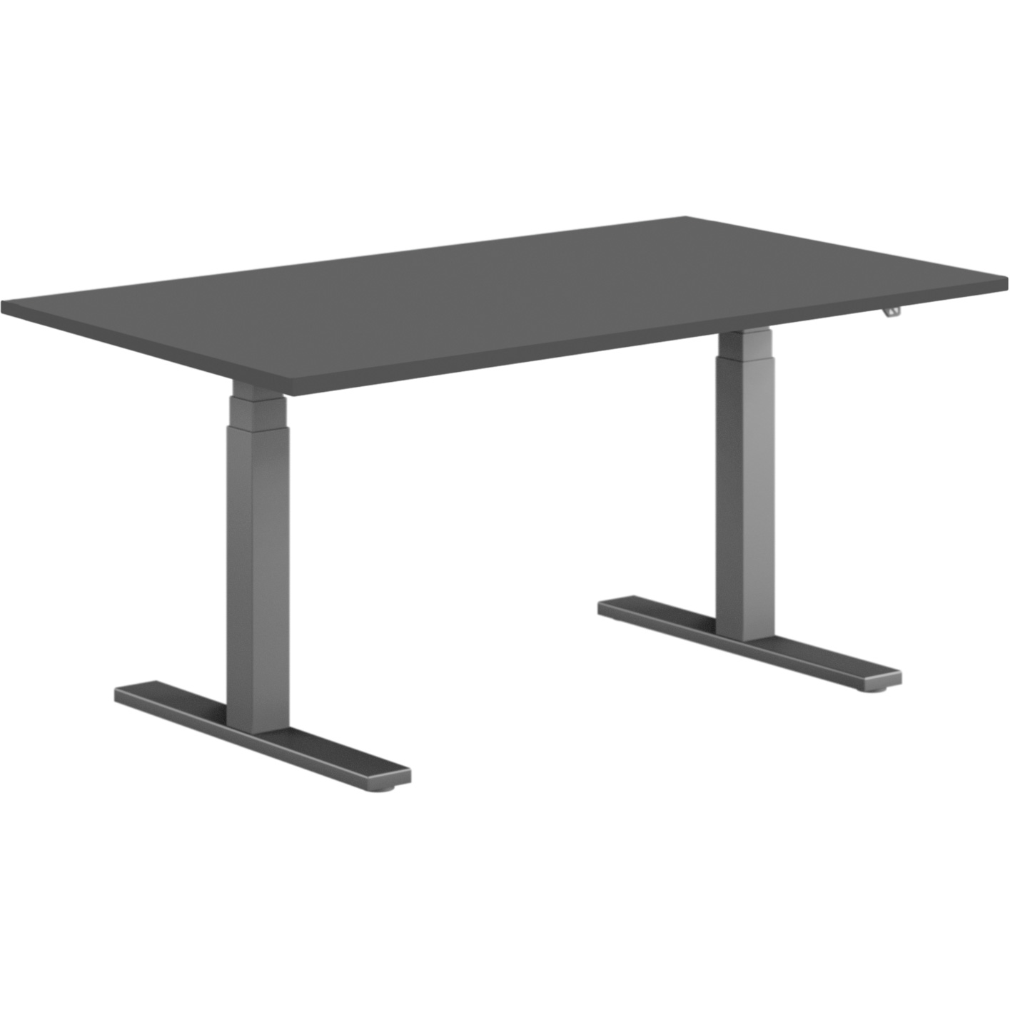 Pro Hævesænkebord sortgrå stel 140x80cm sort linoleum m. lige kant
