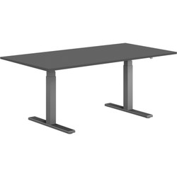 Pro Hævesænkebord sortgrå stel 160x80cm sort linoleum m. lige kant