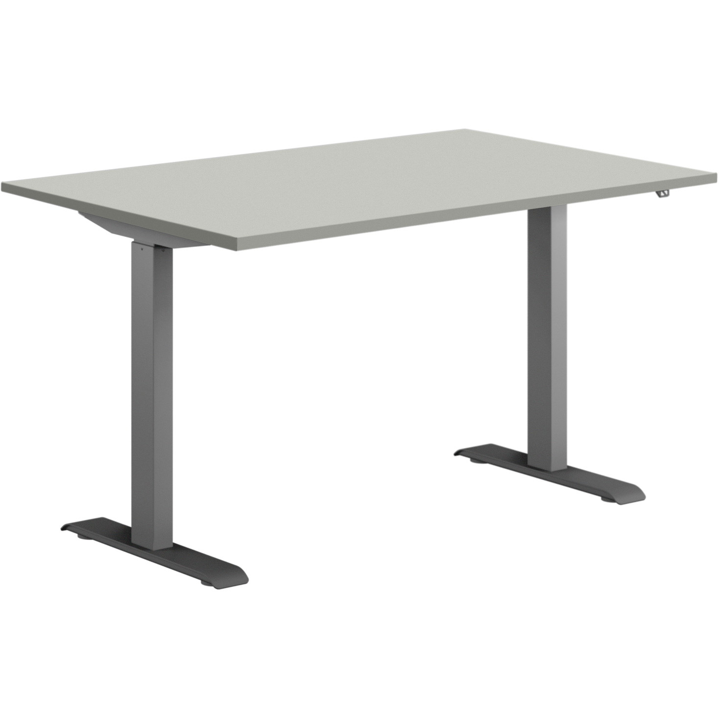 Hævesænkebord sortgrå stel 120x80cm lys grå laminat m. lige kant