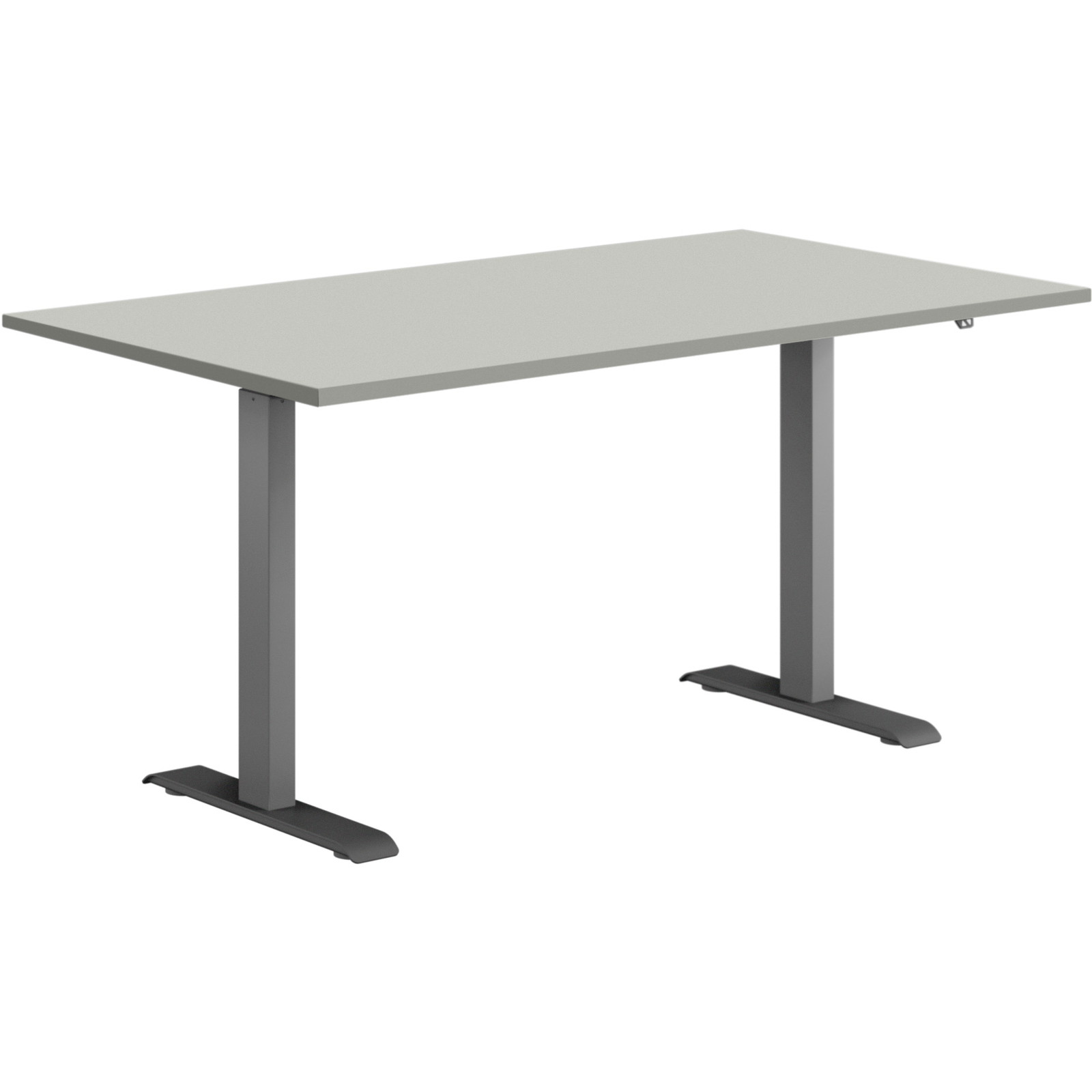 Hævesænkebord sortgrå stel 140x80cm lys grå laminat m. lige kant
