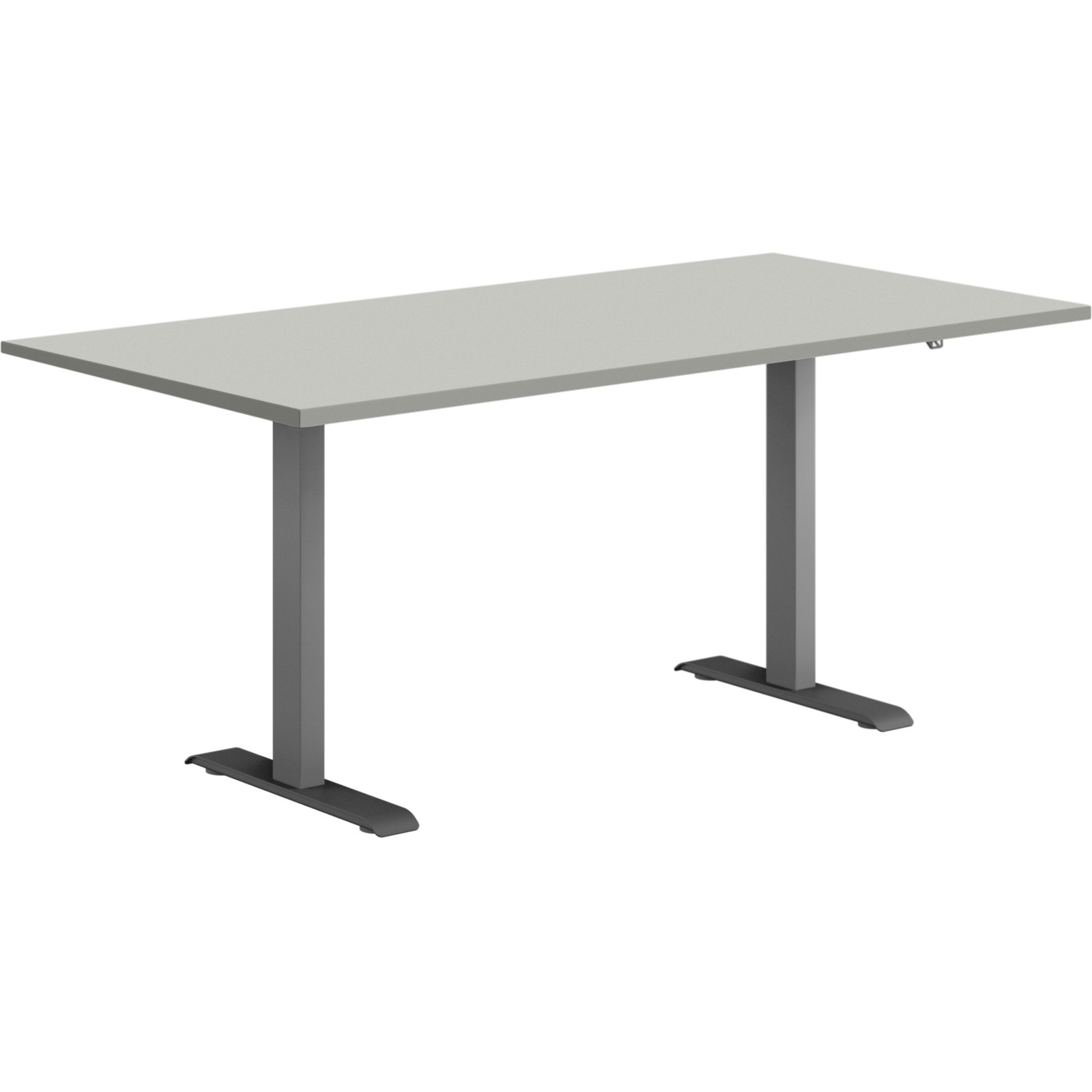 Hævesænkebord sortgrå stel 160x80cm lys grå laminat m. lige kant