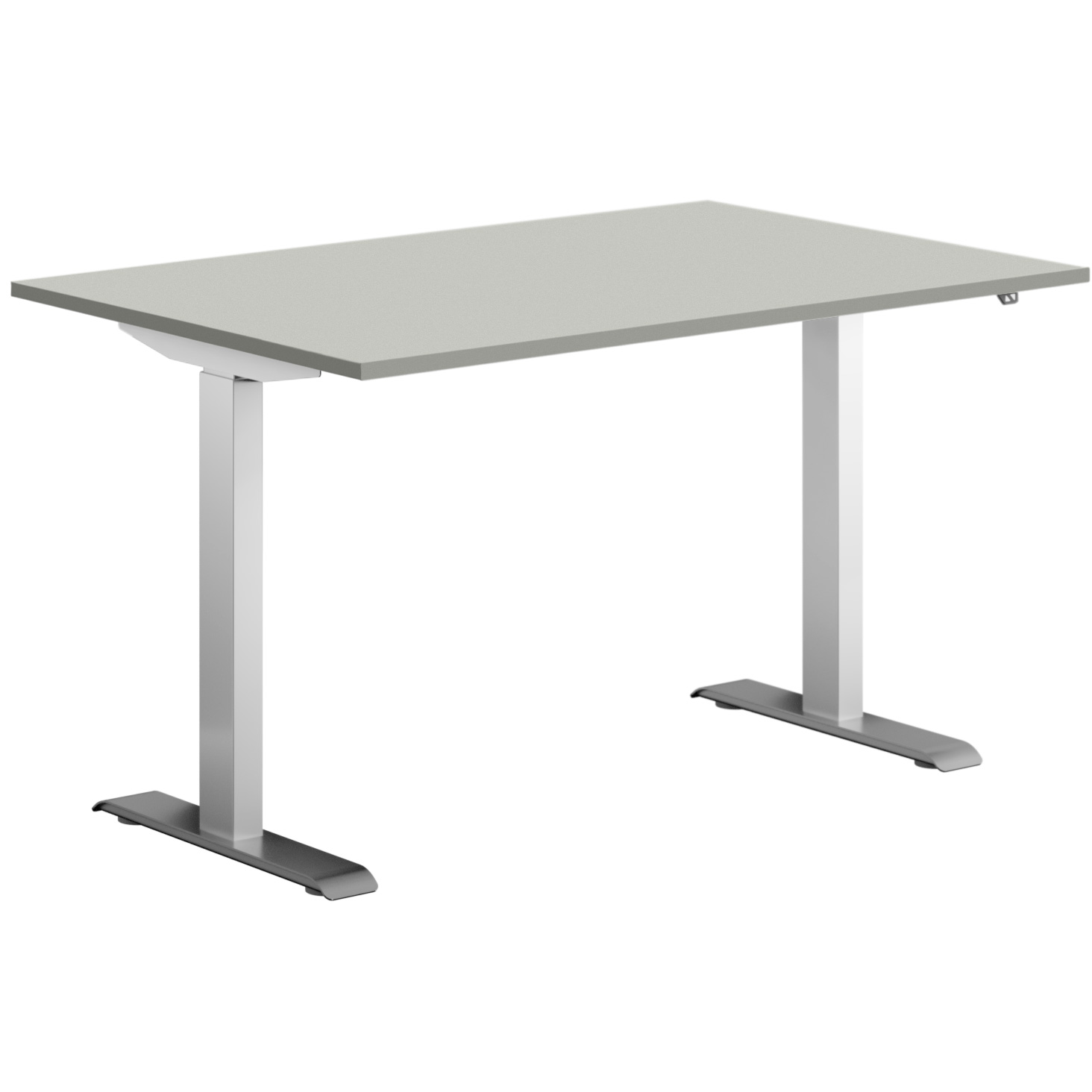 Hævesænkebord alu stel 120x80cm lys grå laminat m. lige kant