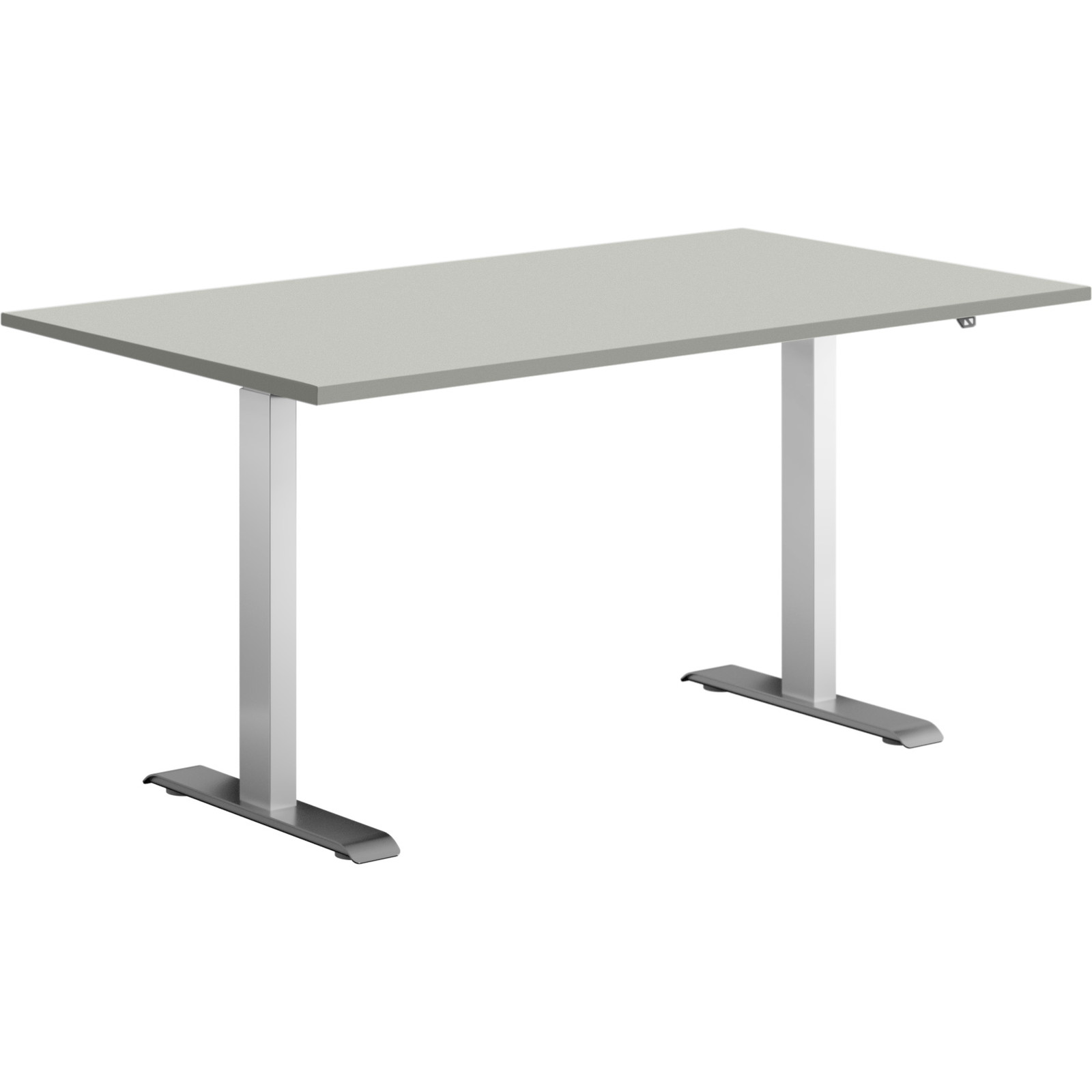 Hævesænkebord alu stel 140x80cm lys grå laminat m. lige kant