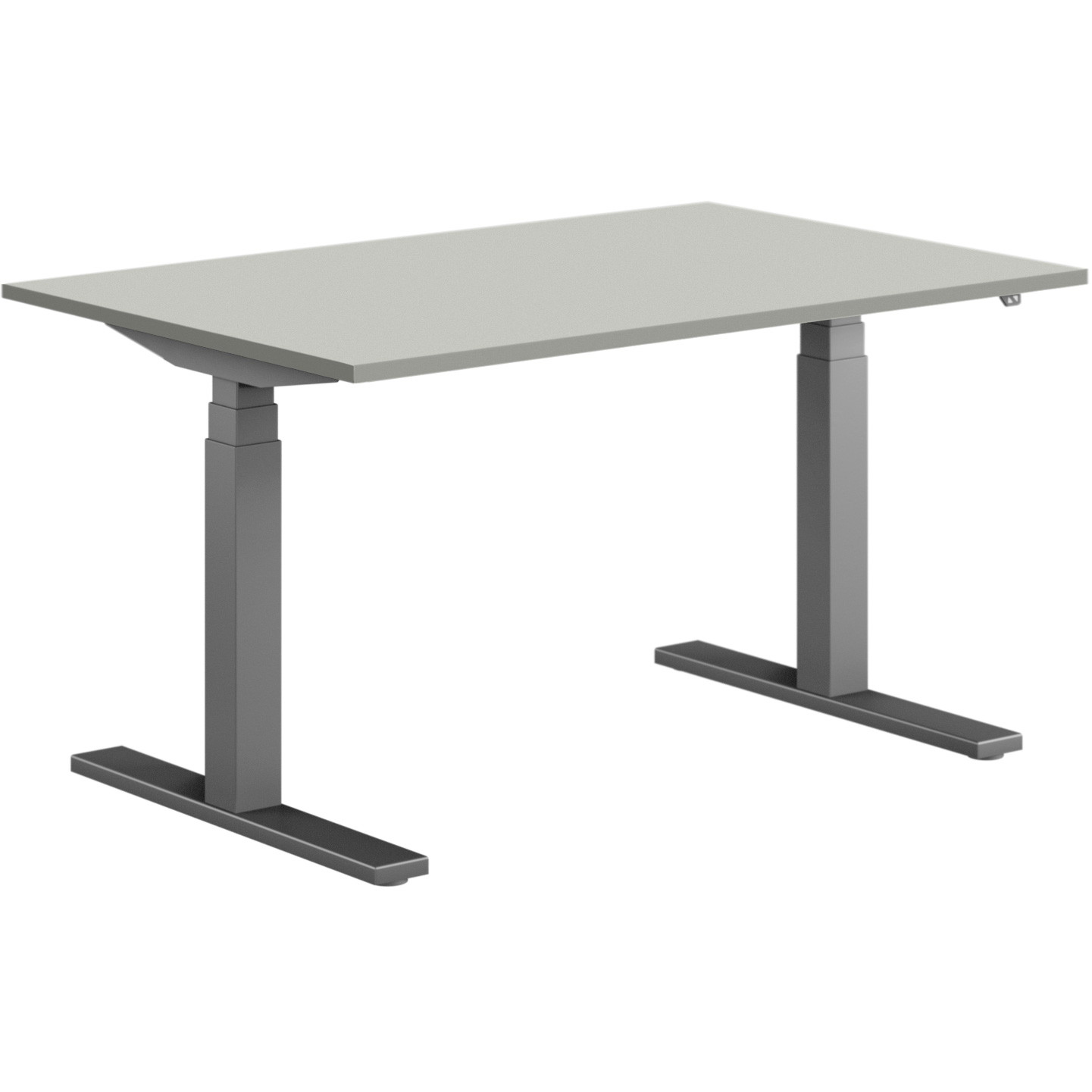 Pro Hævesænkebord sortgrå stel 120x80cm lys grå laminat m. lige kant