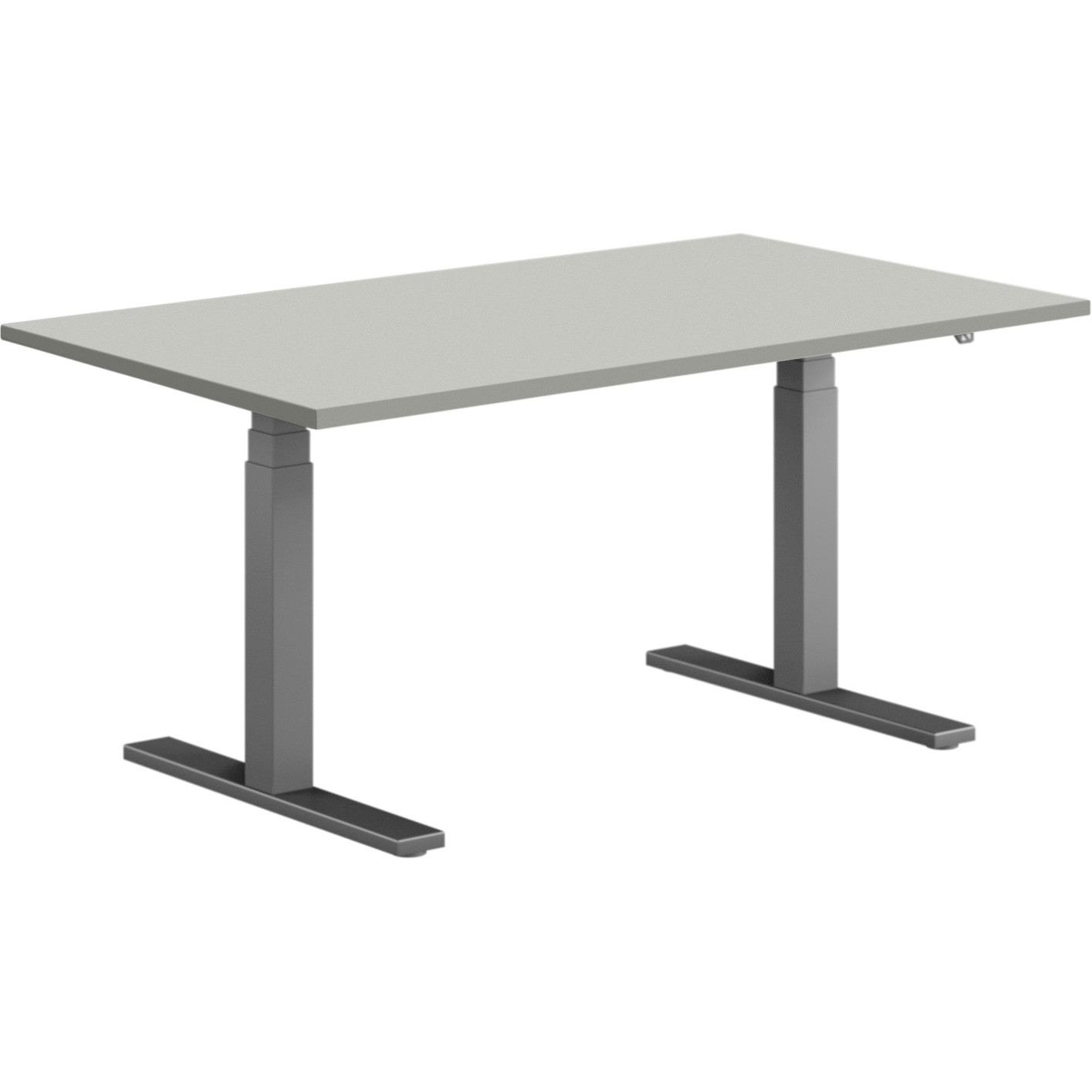 Pro Hævesænkebord sortgrå stel 140x80cm lys grå laminat m. lige kant