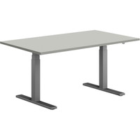 Pro Hævesænkebord sortgrå stel 140x80cm lys grå laminat m. lige kant