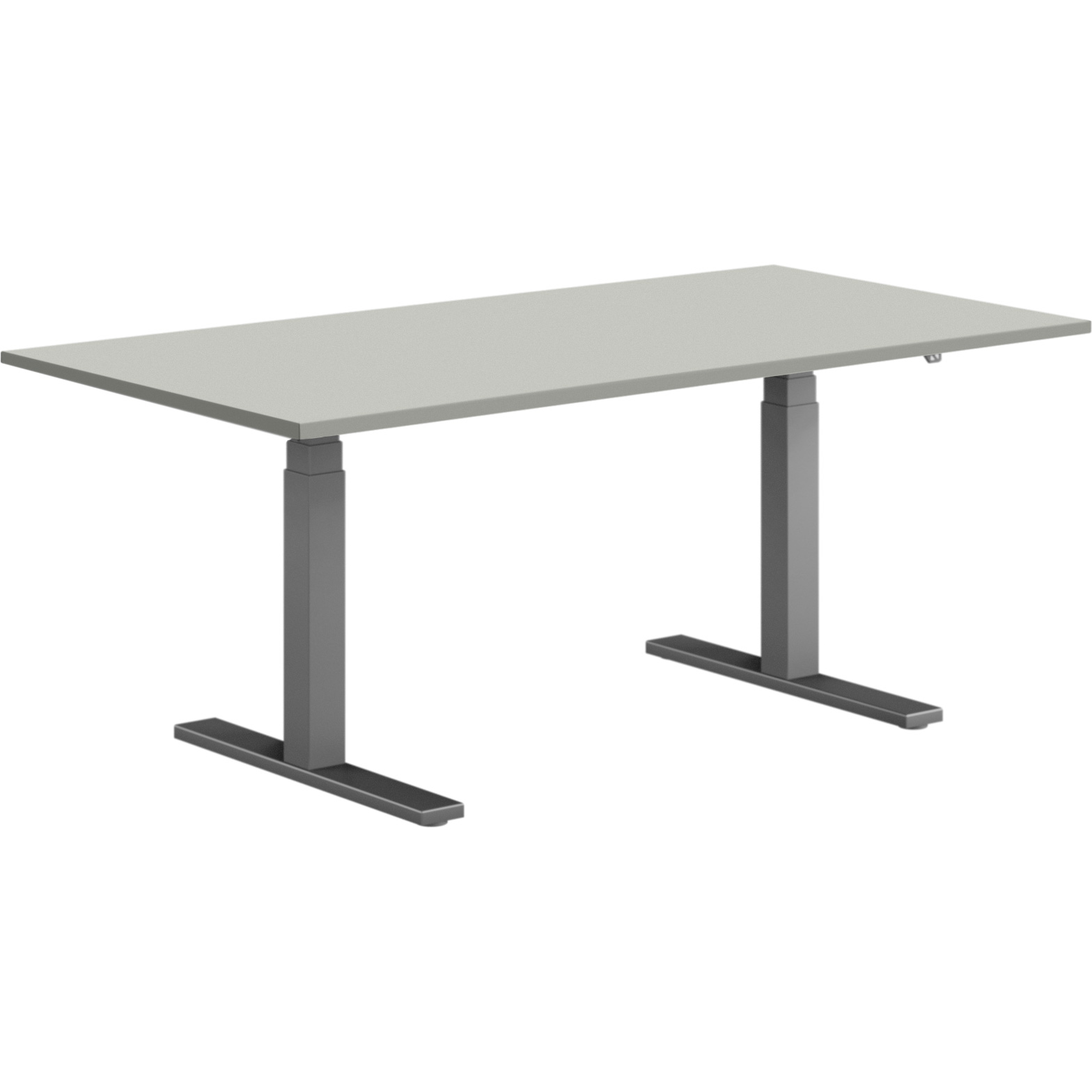 Pro Hævesænkebord sortgrå stel 160x80cm lys grå laminat m. lige kant