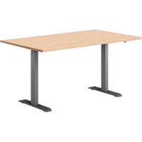 Hævesænkebord sortgrå stel 140x80cm eg laminat m. lige kant