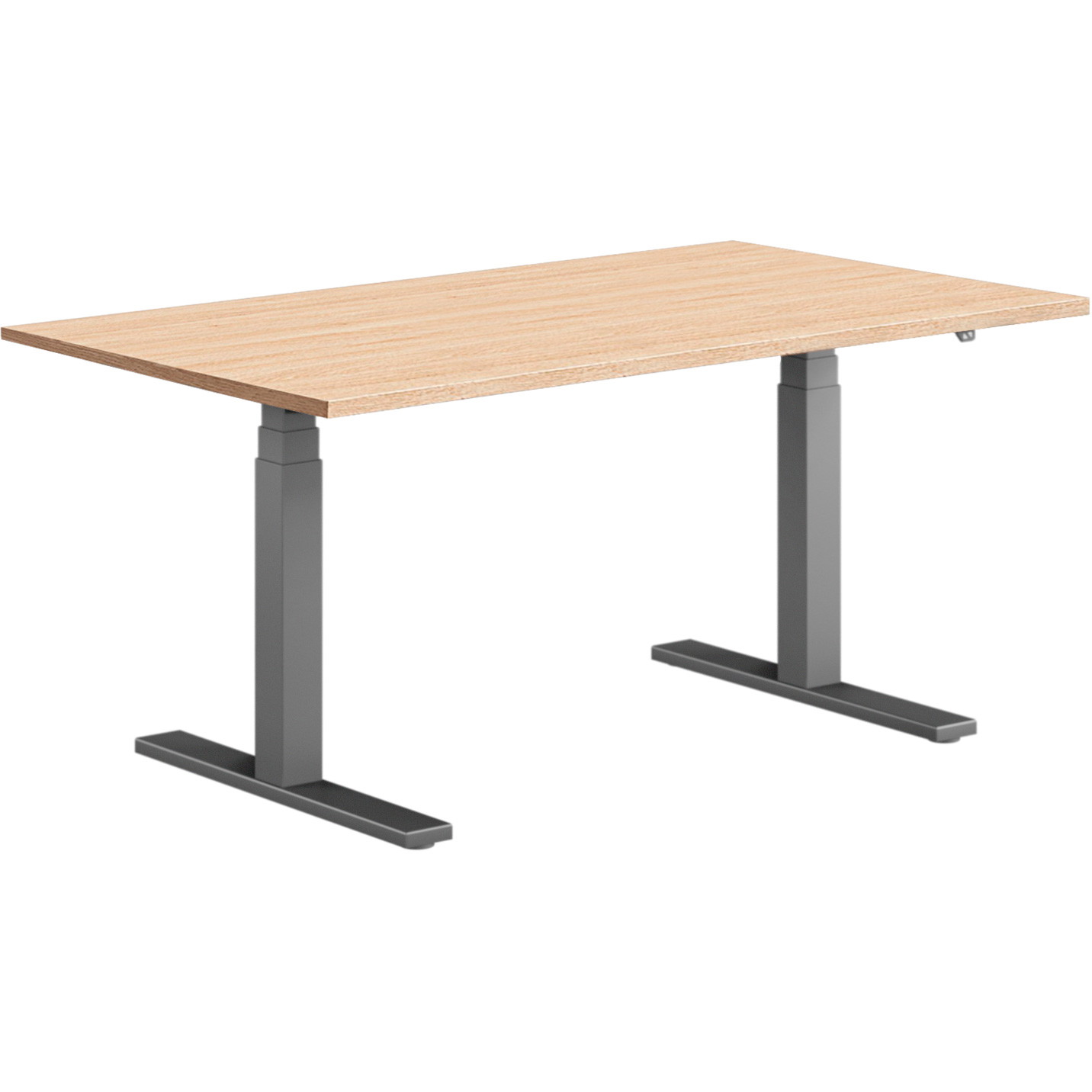Pro Hævesænkebord sortgrå stel 140x80cm eg laminat m. lige kant