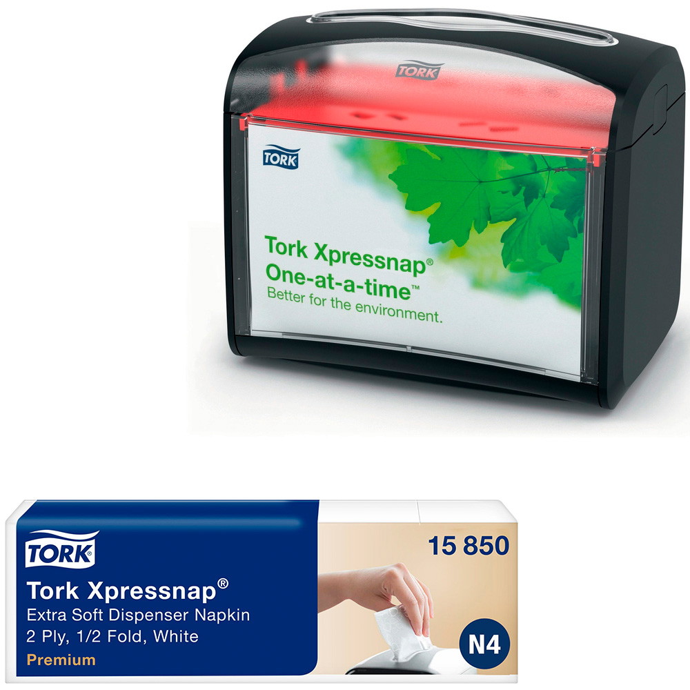 Tork Xpressnap Extra Soft servietter hvid + gratis dispenser