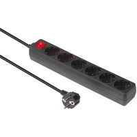 Stikdåse 6 udtag 3m sort