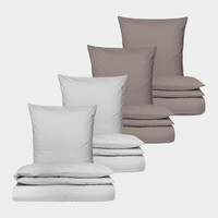 Sekan sengetøj 140x220cm lysegrå/brun 4sæt